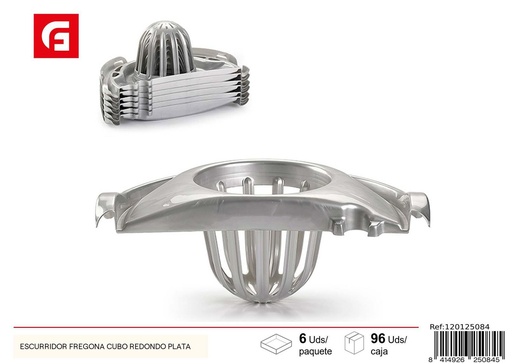 [120125084] Escurridor de fregona cubo redondo plata - Accesorio de limpieza