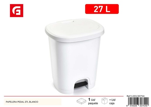[120130754] Papelería pedal 27L blanca - Accesorios de limpieza