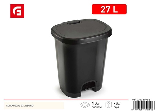 [120130755] Cubo de basura pedal 27L negro - Accesorios de limpieza