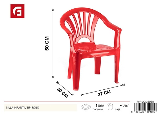 [120135068] Silla infantil de plástico Tipi roja - Mobiliario infantil