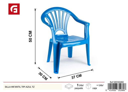 [120135280] Silla infantil de plástico Tipi azul TZ - Mobiliario infantil