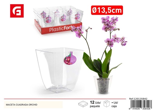 [120135842] Maceta cuadrada de plástico 13.5 cm Orchid - Macetas