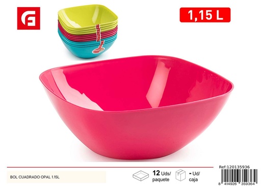 [120135936] Bol cuadrado de opal 1.15L - Ensaladera de plástico para cocina