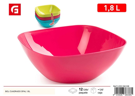 [120136338] Bol cuadrado de plástico opal 1.8L - Accesorios de cocina