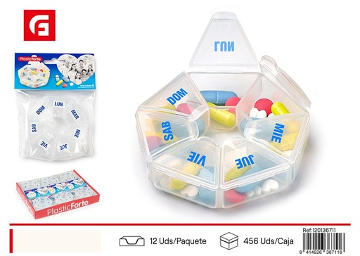 [120136711] Pastillero semanal heptagonal N10 para organización de medicamentos
