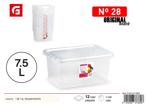 [120137389] Caja de almacenamiento transparente de plástico 7.5L para organizar