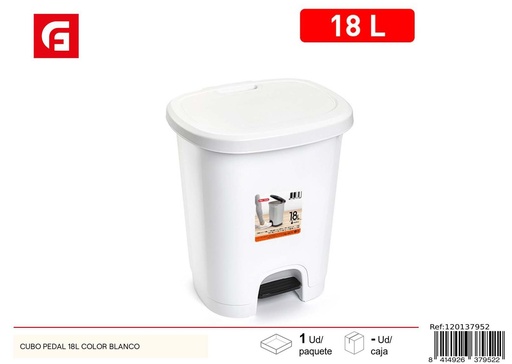 [120137952] Cubo de pedal blanco 18L para basura