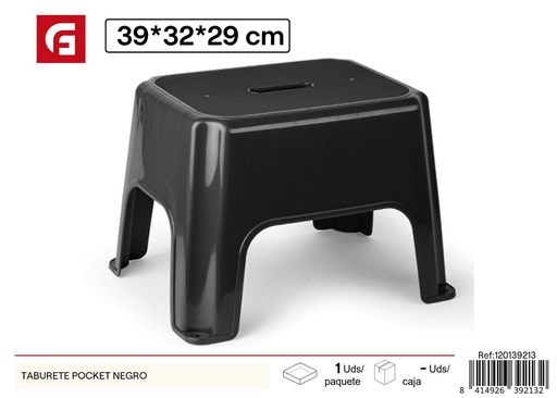 [120139213] Taburete plegable Pocket negro de plástico para hogar y exteriores