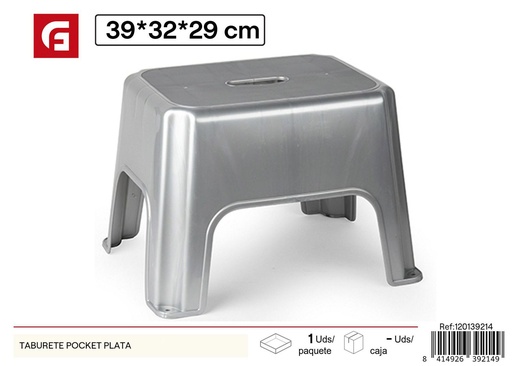 [120139214] Taburete Pocket plata - Sillas y taburetes 