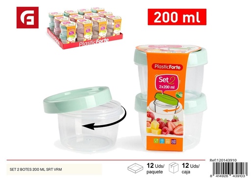 [A002812] Set 2 botes 200ml surtido de vidrio para cocina
