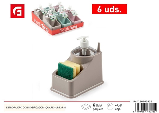 [120143932] Estropajero con dosificador square surtido 6 uds - Organización de cocina
