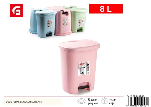 [120145653] Cubo de pedal 8L color surtido ARV para limpieza del hogar