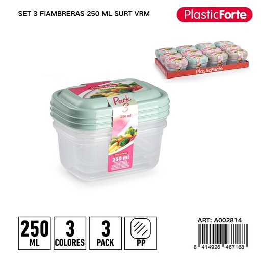 [A002814] Set de 3 fiambreras 250ml surtido verde