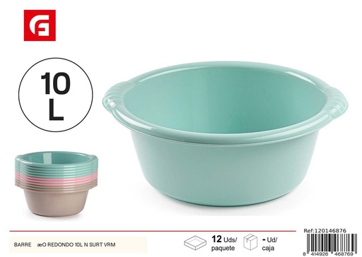 [120146876] Barreno redondo 10L colores surtidos para almacenamiento
