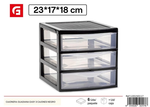 [120150117] Cajonera Guadiana Easy 3 cajones negro almacenamiento
