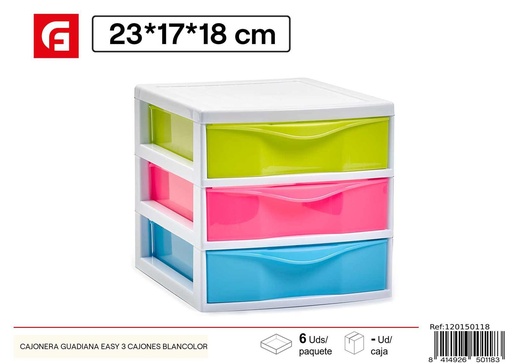 [120150118] Cajonera Guadiana Easy 3 cajones blanco para almacenamiento