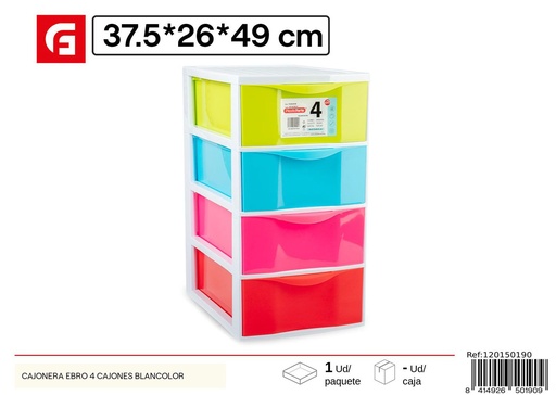 [120150190] Cajonera Ebro 4 cajones blanco - Muebles de plástico para el hogar