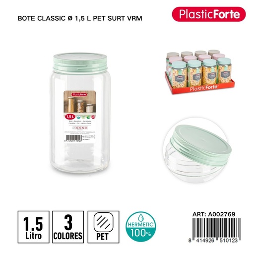 [A002769] Bote plástico clásico 1.5L PET surtido verde y rojo
