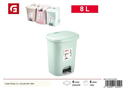 [120153559] Cubo de pedal 8L color surtido verde