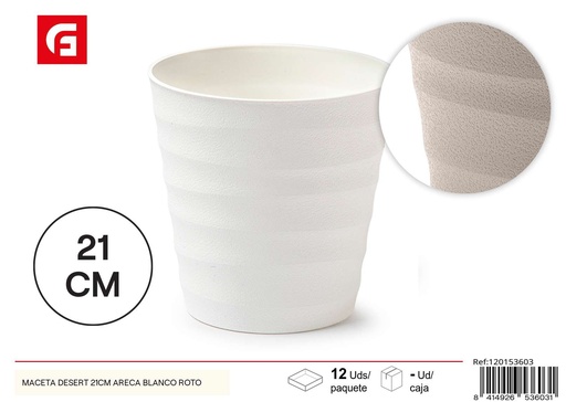 [120153603] Maceta Desert 21cm Areca blanco roto para decoración de jardín