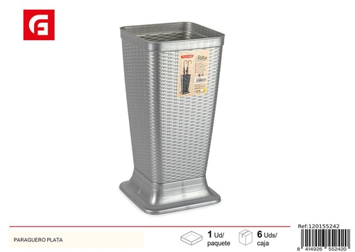 [120155242] Paraguero de metal plateado para almacenamiento