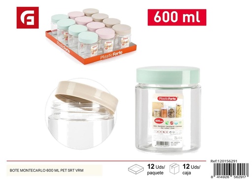 [A002774] Bote Montecarlo 600ml PET surtido para almacenamiento de cocina