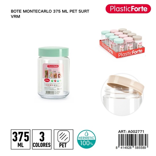 [A002771] Tarro plástico Montecarlo 375ml para cocina