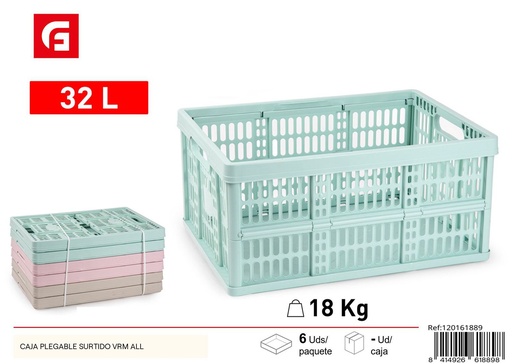 [120161889] Caja plegable de plástico surtido, para almacenamiento