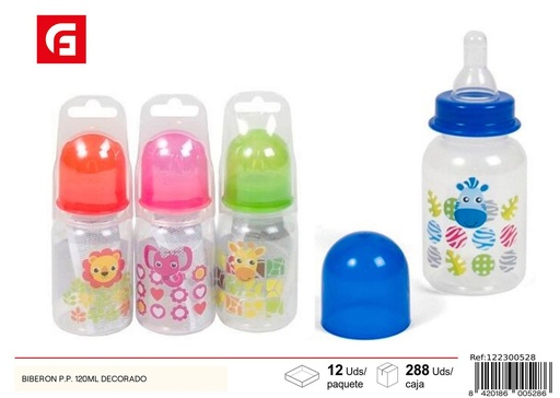 [122300528] Biberón P.P. 120ml decorado para bebés