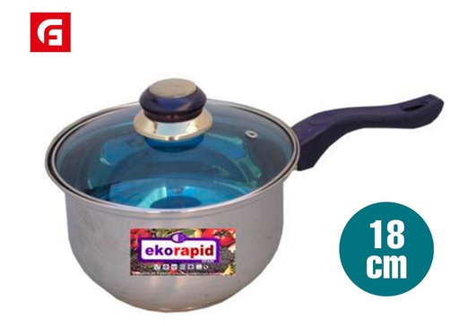 [A002566] Cazo de inox de 18cm con tapa - Utensilios de cocina