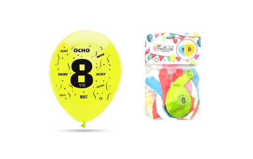 [233-8] Globos de aniversario 25cm pack de 6 para fiestas