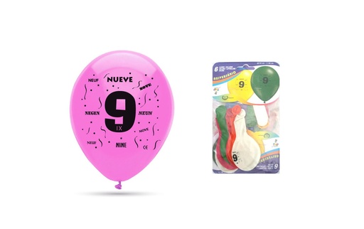 [161202079] Bolsa con 6 globos de 25cm para aniversarios y fiestas