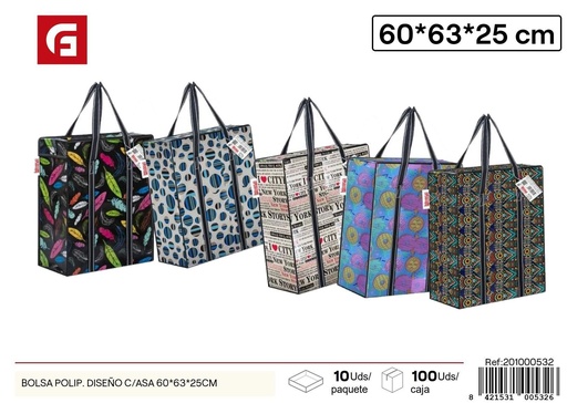 [201000532] Bolsa polipropileno diseño c/asa 60x63x25 cm - Accesorios para el hogar