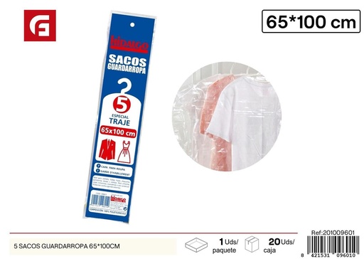 [201009601] Sacos guardarropa 65*100cm 5pcs para almacenamiento de ropa