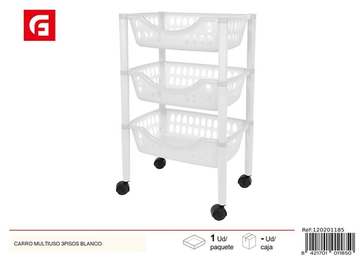 [120201185] Carro multiuso 3 pisos blanco para cocina