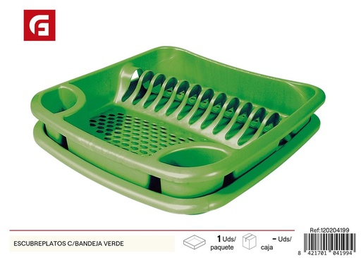 [120204199] Escurridor de platos con bandeja verde - Accesorios de cocina