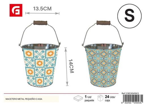 [190304943] Macetero de metal pequeño con asa - Macetas decorativas