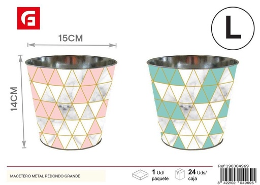 [190304969] Macetero redondo grande de metal para jardín y decoración