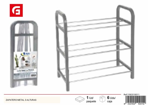 [190310011] Zapatero metálico de 3 alturas para almacenamiento de calzado