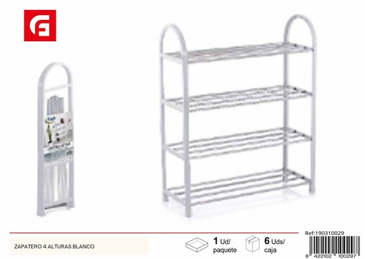 [190310029] Zapatero 4 alturas blanco - Muebles prácticos