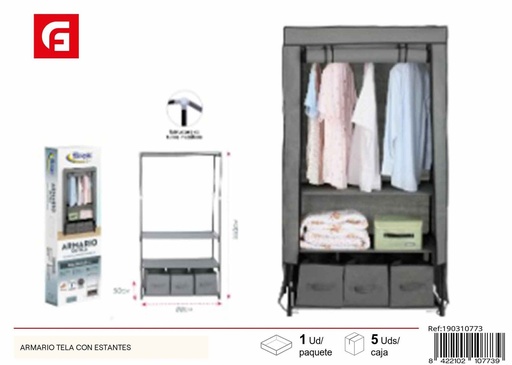 [190310773] Armario tela con estantes - Muebles de habitación