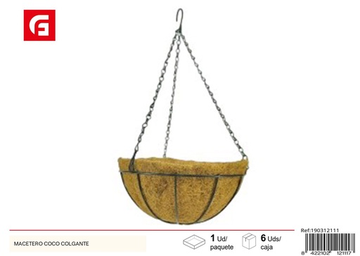 [190312111] Macetero colgante de coco - Decoración de jardín