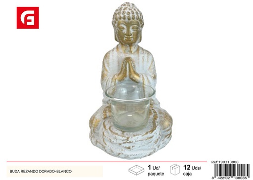 [190313808] Figura de Buda rezando dorado-blanco decoración zen