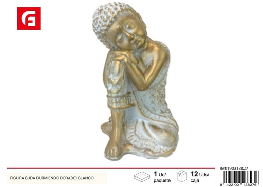 [190313827] Figura Buda durmiendo dorado-blanco para decoración