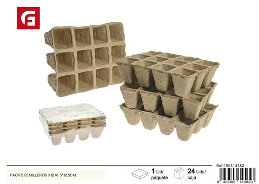 [190314582] Pack 5 semilleros x12 16.5*12.5CM - Jardinería y semilleros