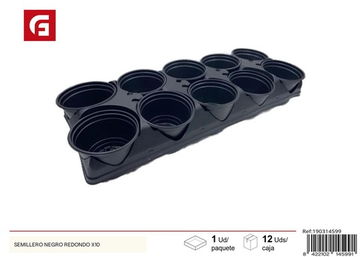 [190314599] Semillero negro redondo x10 para jardinería