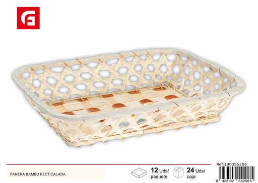[190355206] Panera de bambú rectangular calada - Decoración y almacenamiento