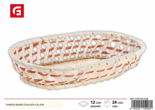 [190355208] Cesta de bambú ovalada calada - Decoración y cestas