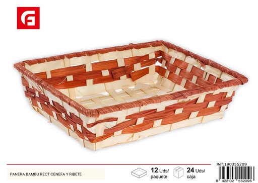 [190355209] Panera de bambú rectangular - Decoración del hogar