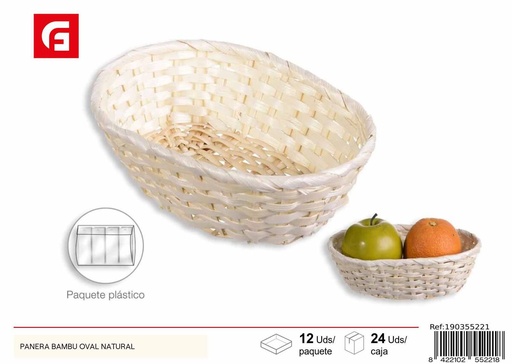 [190355221] Panera de bambú ovalada natural - Decoración de cocina
